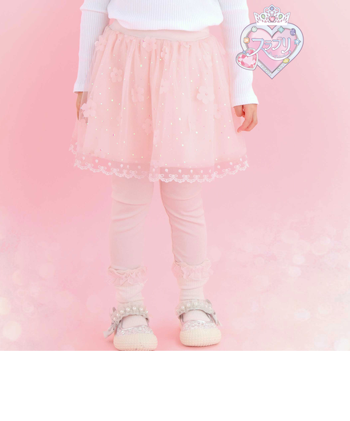 【スラプリ】立体お花ラメチュールフレアスカパン(80~120cm)