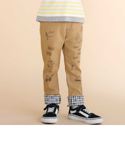 裾折り返しプリントストレッチツイルパンツ(80~130cm)
