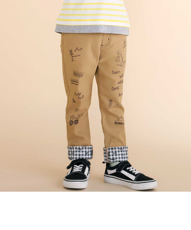 裾折り返しプリントストレッチツイルパンツ(80~130cm)