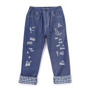 裾折り返しプリントストレッチツイルパンツ(80~130cm)