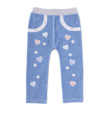 デニム裏プリントミラノリブ8分丈パンツ(80~110cm)