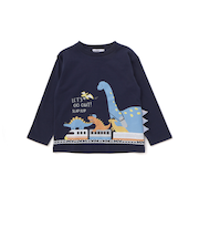 恐竜プリントヒレ付き天竺長袖Ｔシャツ(80~130cm)