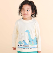 恐竜プリントヒレ付き天竺長袖Ｔシャツ(80~130cm)