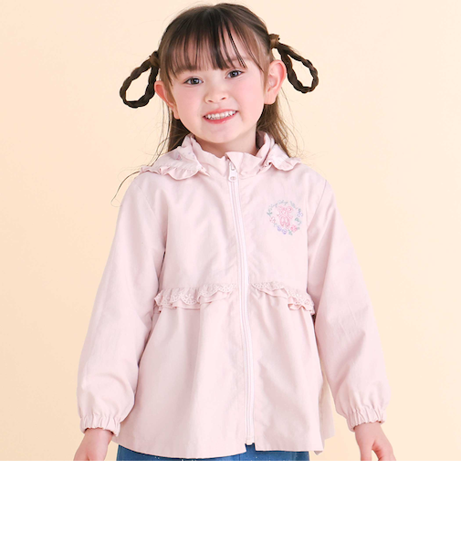 リボン刺しゅうリバーシブルタフタジャケット(80~130cm)