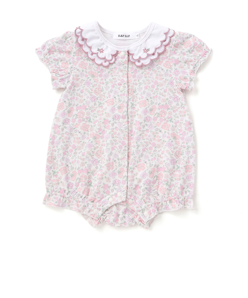 【お揃い】プリント総柄重ね襟付き半袖ロンパースベビー(60~80cm)