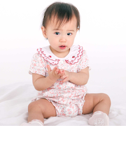 【お揃い】プリント総柄重ね襟付き半袖ロンパースベビー(60~80cm)