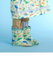 【お揃い】はたらくくるま花柄恐竜プリント総柄レインブーツ(13~18cm)