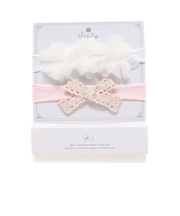 ふわふわフラワー+レースリボンヘアカチューム2点セットベビー