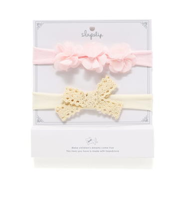 ふわふわフラワー+レースリボンヘアカチューム2点セットベビー