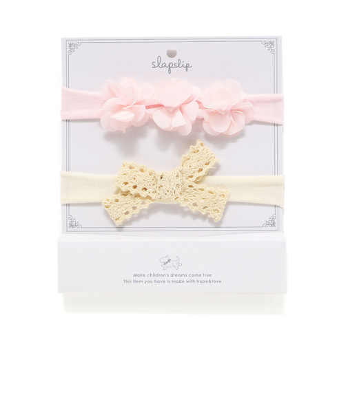 ふわふわフラワー+レースリボンヘアカチューム2点セットベビー