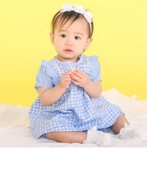 【お揃い】ハートギンガムチェックスカラップフリルワンピース+ブルマセットアップベビー(70~80cm)