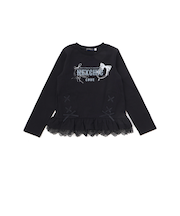 裾レース編み上げ天竺Tシャツ(110~150cm)