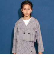 デニムチェックTRツイルショートジャケット(110~150cm)
