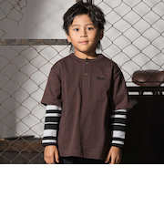 ヘンリーネックBIGTシャツ＆ボーダーロングTシャツセット(110~160cm)