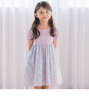 【日本製】【お揃い】リバティ(leontyne dream)プリントタナローン フライス切り替えワンピース(90~140cm)