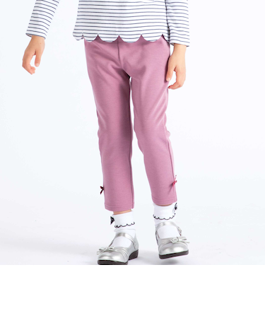 【抗菌防臭】ミラノリブリボン付き8分丈クロップドパンツ(90~130cm)