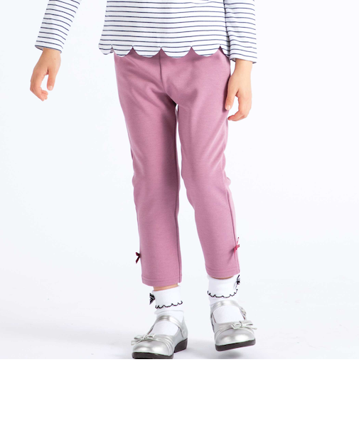 【抗菌防臭】ミラノリブリボン付き8分丈クロップドパンツ(90~130cm)