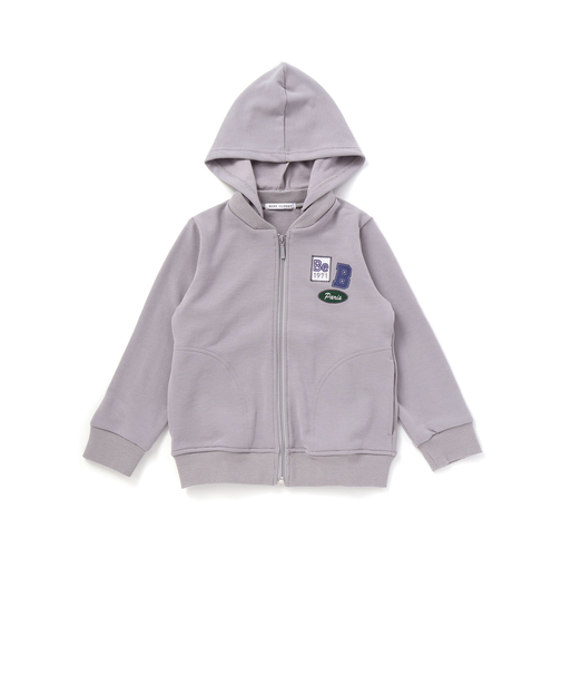 【抗菌防臭・UVカット】ミラノリブワッペン付きフード長袖ZIPカーディガン(90~130cm)