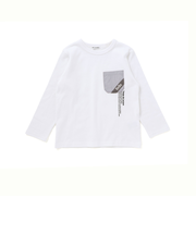 【抗菌防臭・UVカット】タフタポケットロゴプリント天竺長袖Tシャツ(90~130cm)
