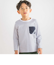 【抗菌防臭・UVカット】タフタポケットロゴプリント天竺長袖Tシャツ(90~130cm)