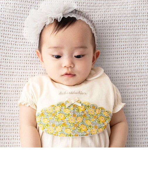 【お揃い】リバティプリント花柄スカラップスタイ