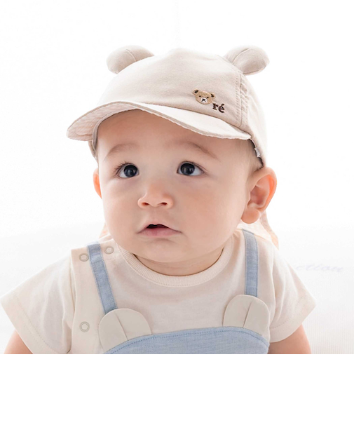 【 UVカット 】オックスくま耳日よけ付きキャップ(44~50cm)