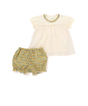 【お揃い】チュニック半袖Tシャツ＆リバティプリント花柄ブルマセット(70~90cm)