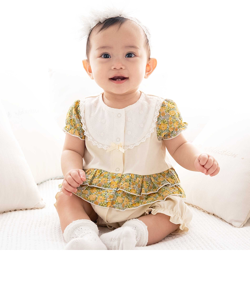 【お揃い】リバティプリント異素材ミックスカバーオール(70~80cm)