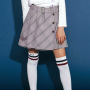 デニムチェックTRツイルベルト付きラップスカパン(110~150cm)