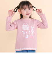 裾レースパッチ刺しゅう天竺長袖Ｔシャツ(80~130cm)