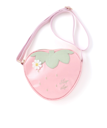 お花レース付きハート型イチゴポシェット