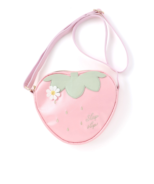 お花レース付きハート型イチゴポシェット