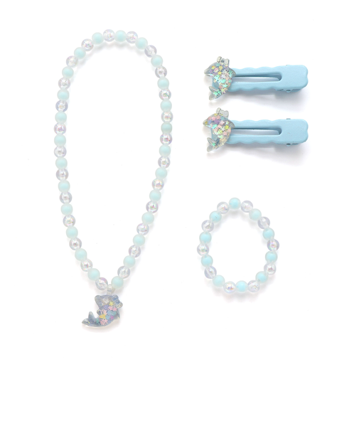 【スラプリ】ウサギイチゴイルカヘアピン+ネックレス+ブレスレットセット