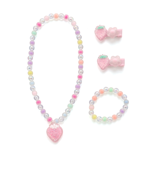 【スラプリ】ウサギイチゴイルカヘアピン+ネックレス+ブレスレットセット
