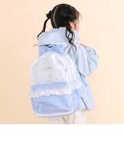 ビッグリボン付きフリルポケット総柄リュック(M~L)