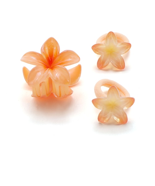 ハイビスカスヘアクリップ＋ヘアゴム3点セット｜ベベ オンライン