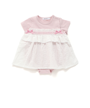 【お揃い】チェックレーススカート付きスモッキングボディミニベビー(70~80cm)