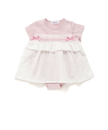 【お揃い】チェックレーススカート付きスモッキングボディミニベビー(70~80cm)