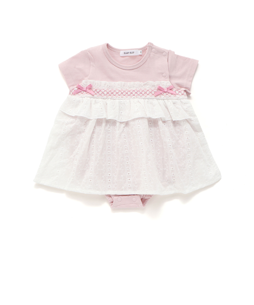 【お揃い】チェックレーススカート付きスモッキングボディミニベビー(70~80cm)