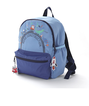 【お揃い】恐竜はたらくくるまワッペンチャーム付き配色ポケットリュック(M~L)