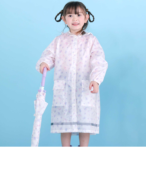 【お揃い】はたらくくるま花柄恐竜プリント総柄手提げ袋付きレインコート(95~135cm)