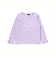 フラワーモチーフちょうちょ刺しゅうスムース長袖Tシャツ(80~150cm)
