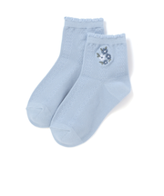 フラワー刺しゅう透かし編みクルーソックス(11~24cm)