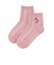 フラワー刺しゅう透かし編みクルーソックス(11~24cm)