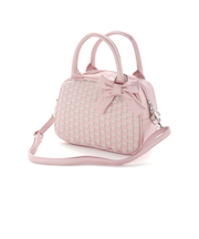 レザー調編み込みリボンチャーム付きミニボストン