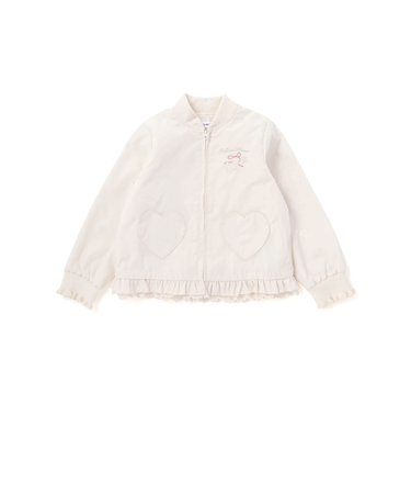 リボン刺しゅう裾フレアタフタブルゾン(90~130cm)