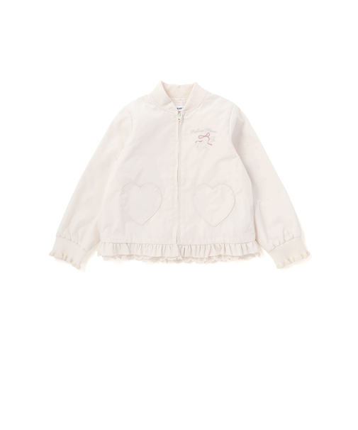 リボン刺しゅう裾フレアタフタブルゾン(90~130cm)