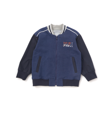 恐竜ロゴ刺しゅうデニム風ニットスタジャン(90~130cm)