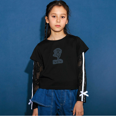 ニットレース長袖Tシャツ+半袖Tシャツセット(110~150cm)