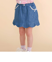 リボン付きラメデニムスカパン(90~130cm)